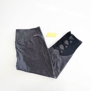 Nola Womens High Rise Elastic Waist Activewear Black Gray Capri Leggings Size 2X